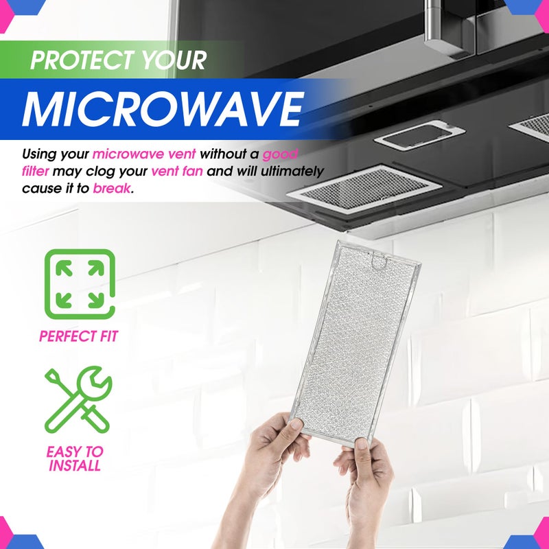 Bagean Microwave Filter Replacement 13.30  x 5.85  for 6802A 4393862 Whirlpool Microwave Filter Fits Various Brands - Aluminum Mesh Screen Grease Filter - Filters Air In Over the Range Oven Vent Fan (2-Pack) - Image 5